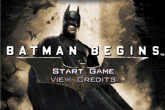 Batman Begins title screen for GameBoy Advance